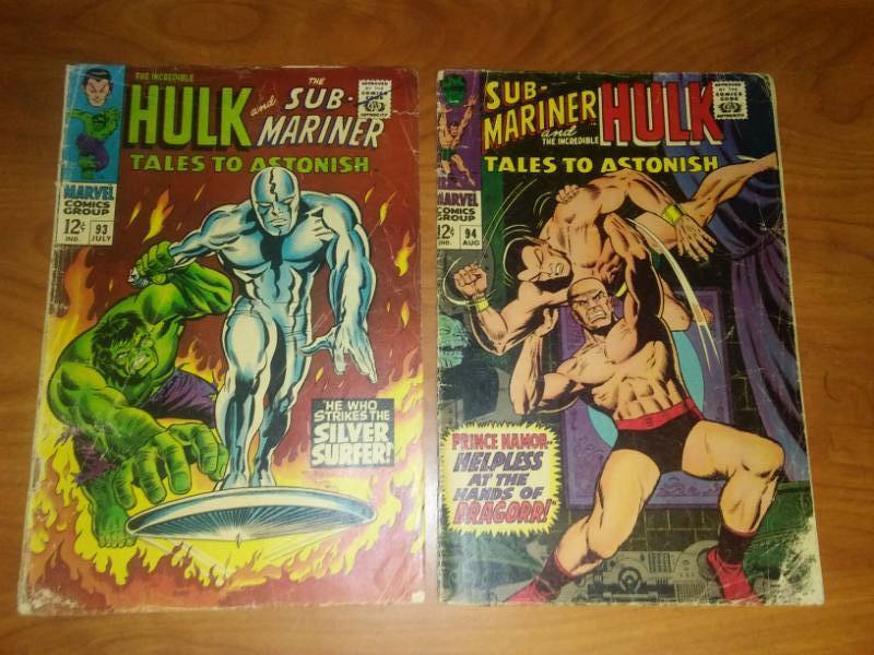 (2) Tales to Astonish Sub-mariner and HULK 93 Fair, 94 fair, plus Silver Surfer