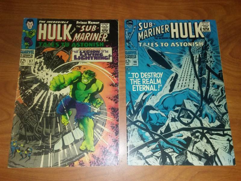 (2) Tales to Astonish Sub-mariner and HULK 97 very good, 98 excellent to near mint,
