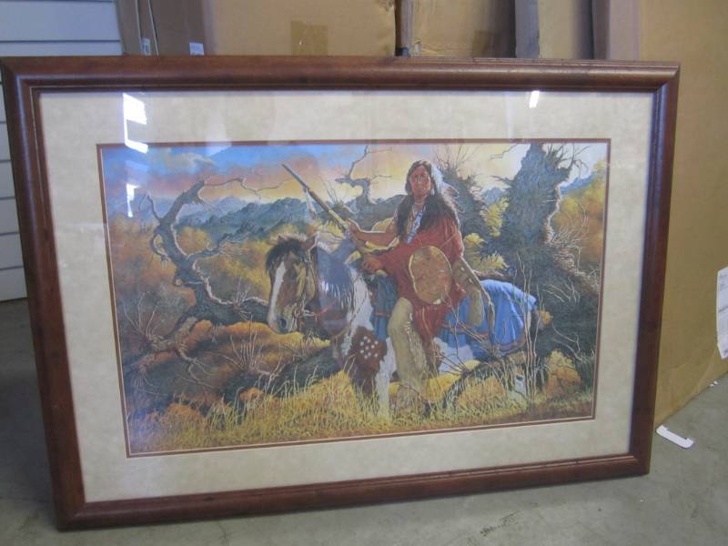 lot 19 image: Large Native American Framed Print ...