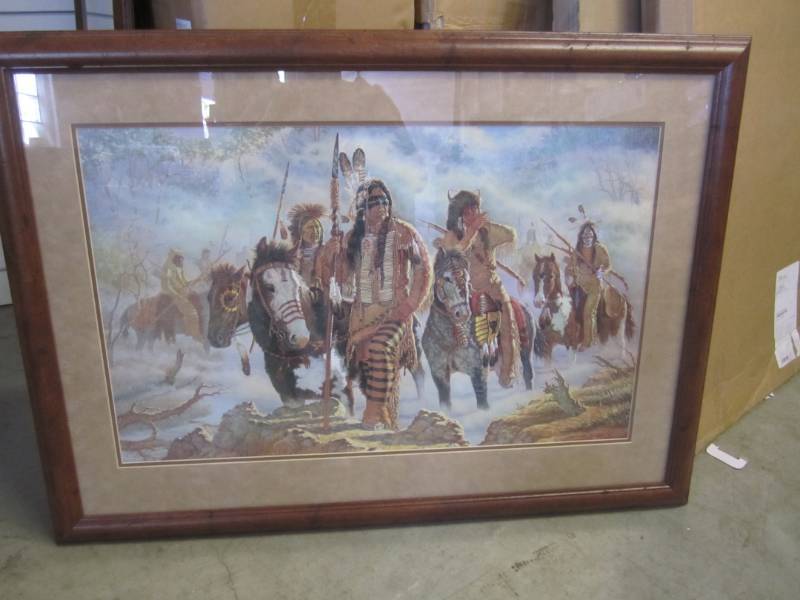 lot 2 image: Large Native American Framed Print ...
