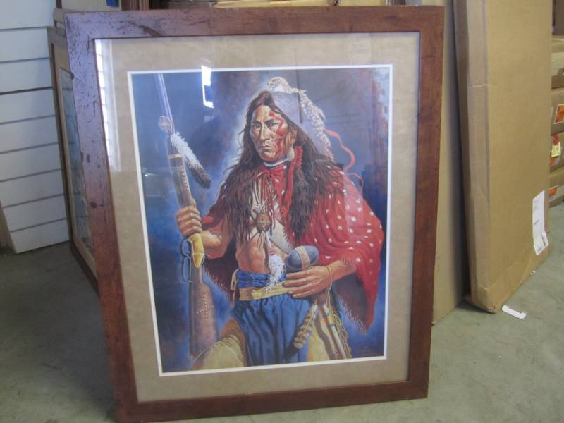 lot 5 image: Large Native American Framed Print ...
