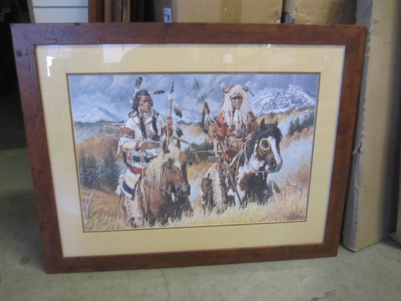 lot 6 image: Large Native American Framed Print ...