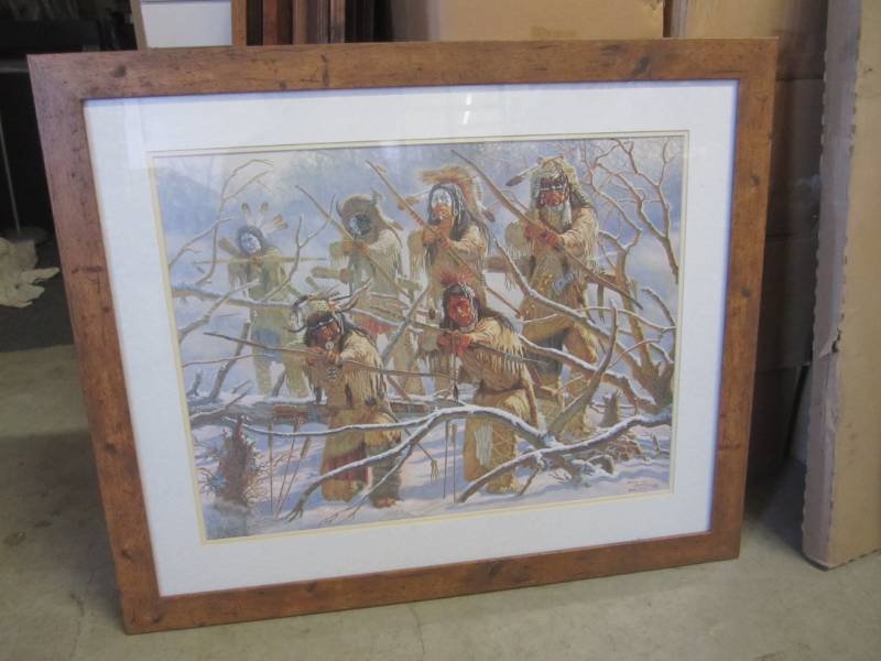 lot 8 image: Large Native American Framed Print ...