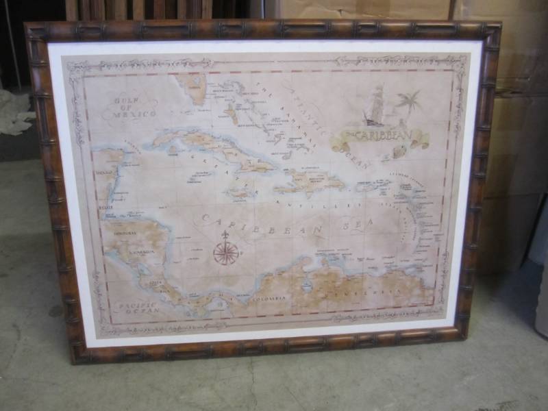 lot 13 image: Framed Map of The Caribbean 31 x 2...