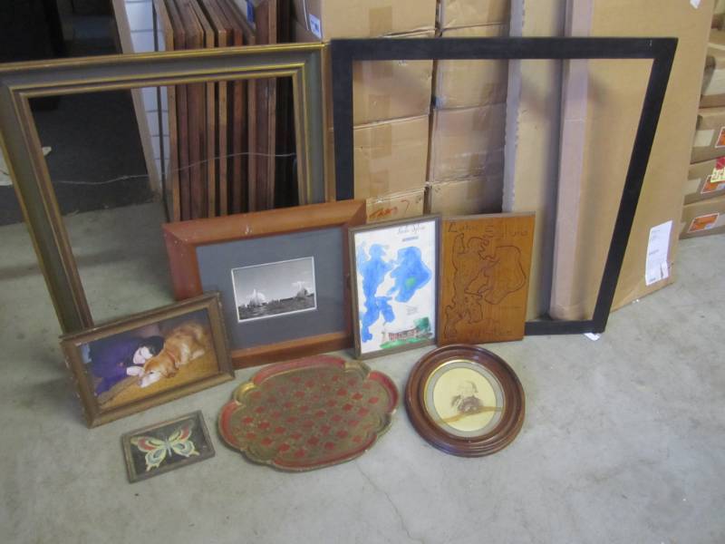 lot 16 image: Lot of Vintage Framed Wall Decor Et...