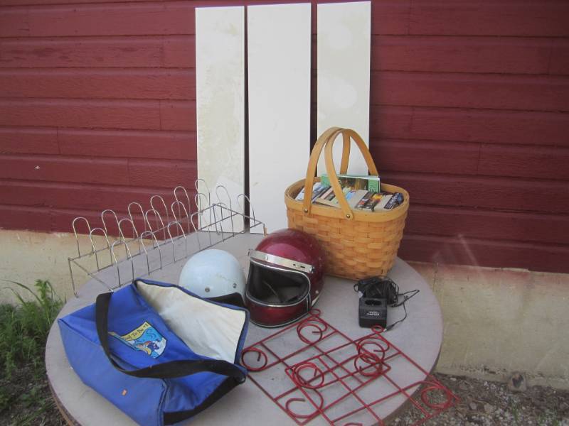 lot 57 image: Lot of Misc. Helmets, Books, Shelvi...