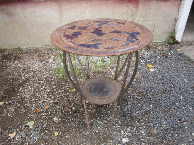 lot 161 image: Custom Made Steel PatioDeck Table ...