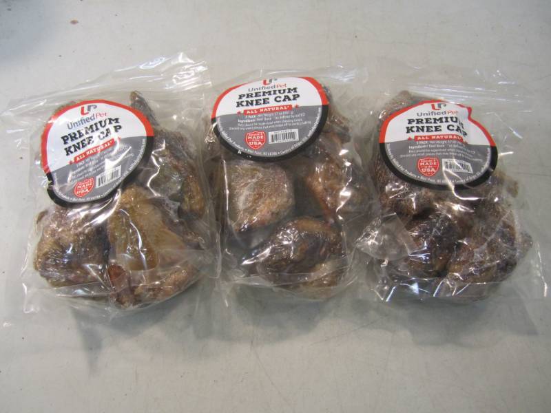 lot 244 image: 3 Bags of Premium Knee Cap Dog Chew...