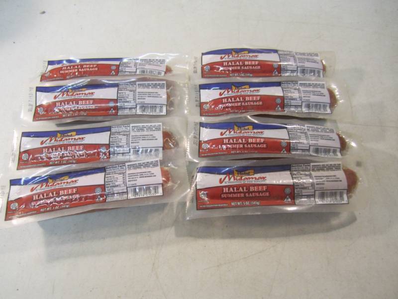 lot 261 image: 8 Halal Beef Summer Sausage Best by...