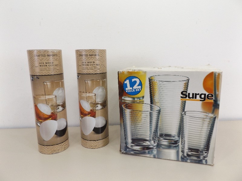 lot 47 image: 3 New in Box Barware Sets of Glasses