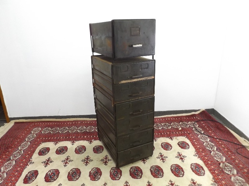 lot 20 image: 4 Metal Stackable Military Style Cabinets 