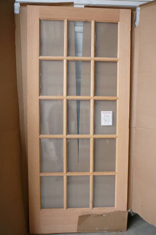 lot 641 image: Hardwood Door with Glass Panels