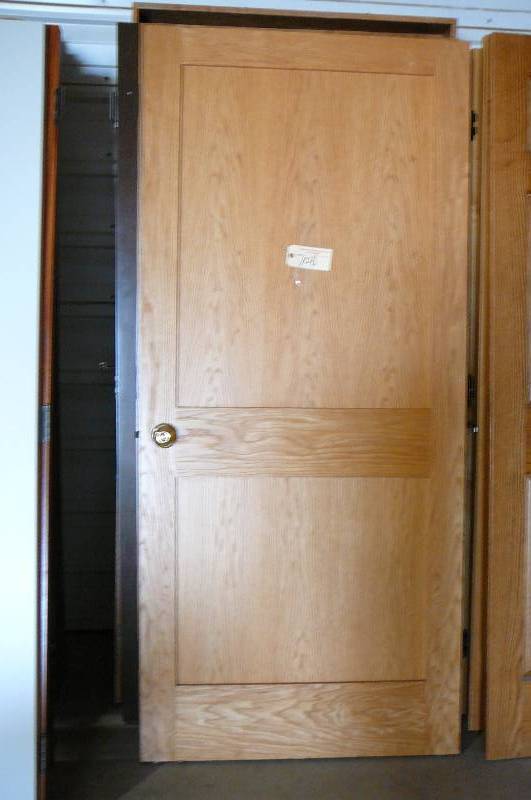 lot 708 image: Prefinished Interior Door Oak 2 panel with Hardware