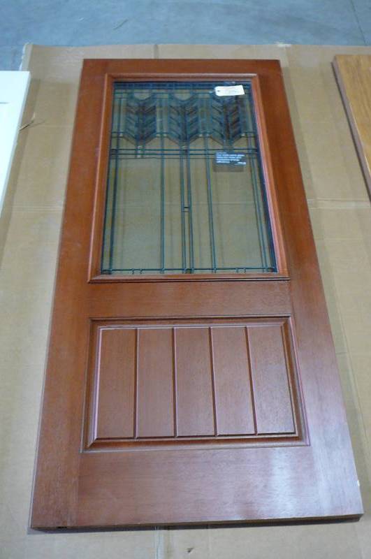 lot 734 image: Wood Door with Glass Window and lower panels