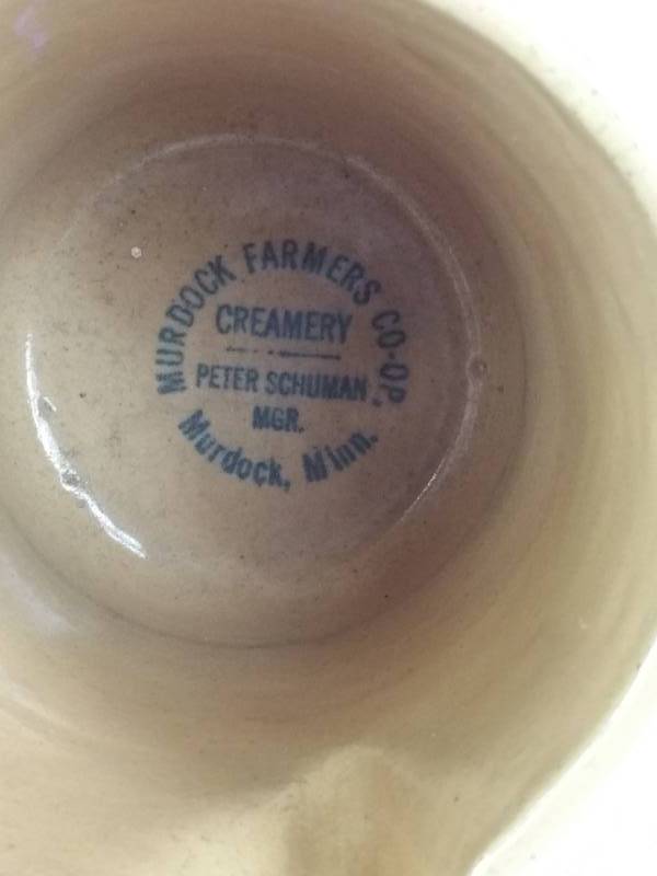 lot 20 image: Antique USA Advertising 5 Pitcher - Murdock Farmers Co-Op Creamery, Murdock, Minn
