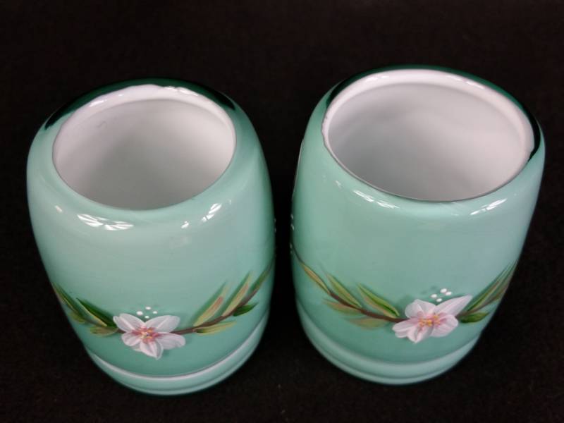 lot 28 image: (2) Fenton Handpainted Cased Art Glass Signed.