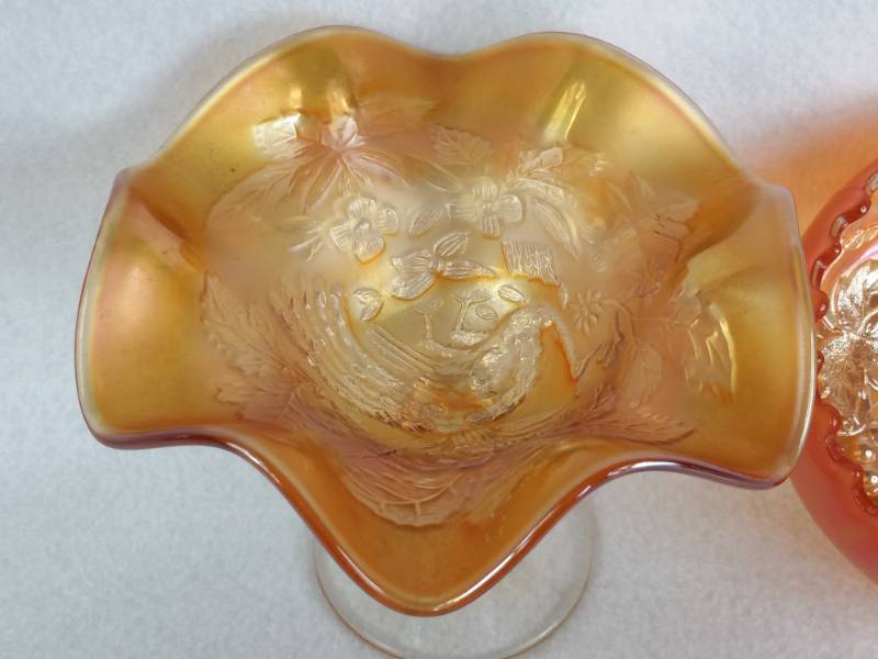 lot 36 image: Carnival Glass Lot Marigold, Heavy Grape, Compote, Spoon, etc.