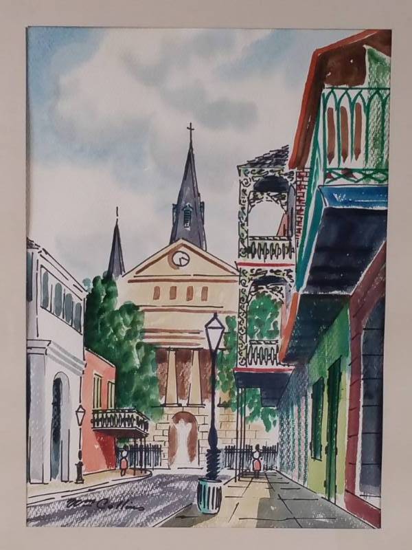 lot 71 image: William Collins Original Watercolor & Ink Mid Century Modern Signed