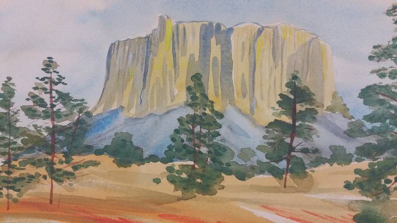lot 62 image: Original Alonzo Hauser Watercolor South of Flagstaff Listed Artist, Signed
