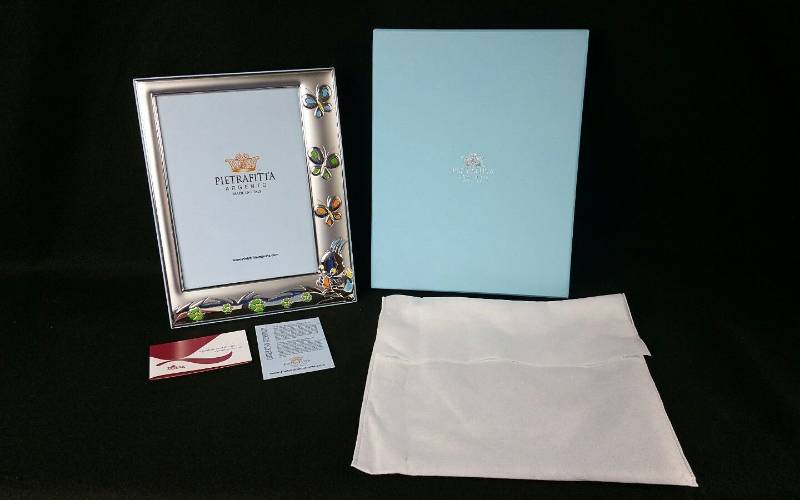 lot 83 image: Pietrafitta Italian Designer Bunny Silver 5x7 Picture Frame for Baby Boy - NIB