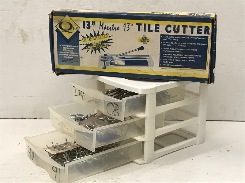 lot 16 image: Tile Cutter & Peg Board Hooks