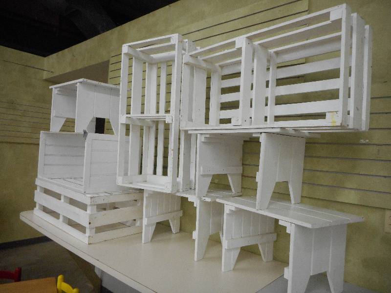 lot 30 image: White Crates and Small Benches
