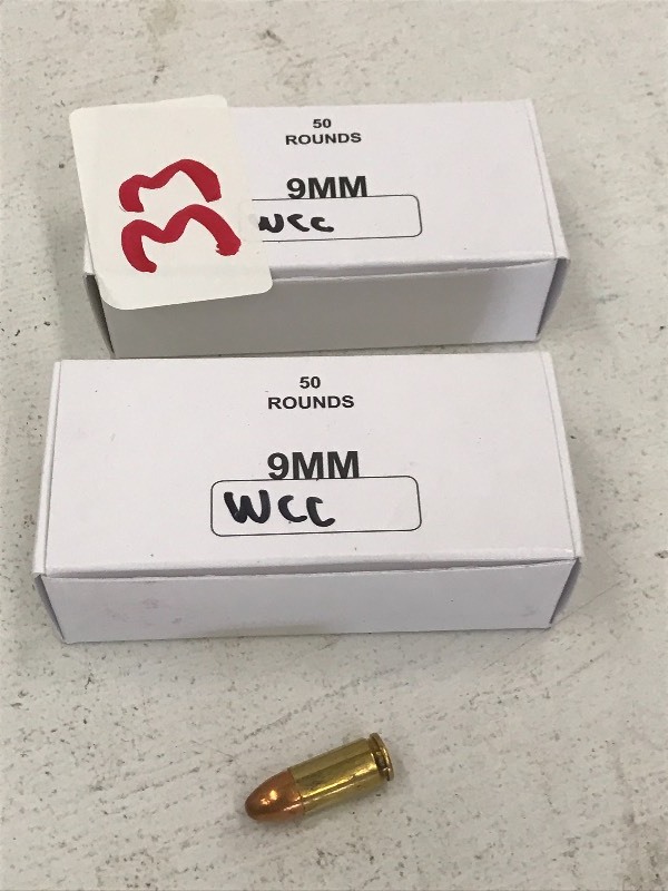 lot 33 image: (100) Rounds Of 9mm FMJ Pistol Ammo...