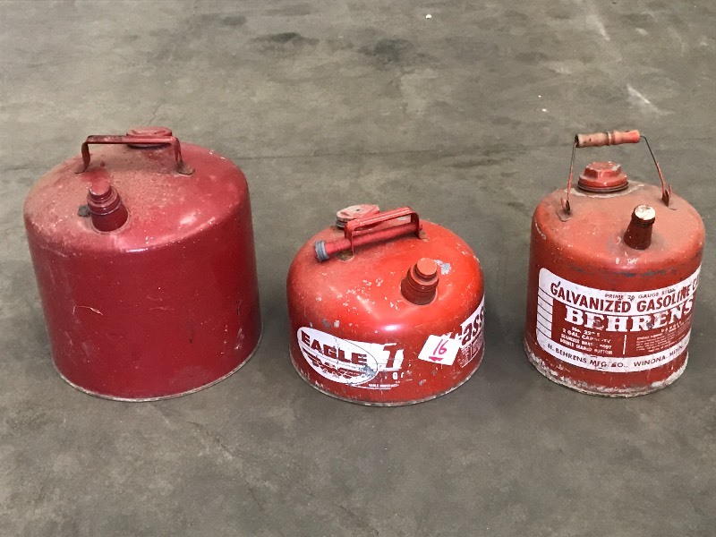lot 16 image: (3) Steel Gas Cans