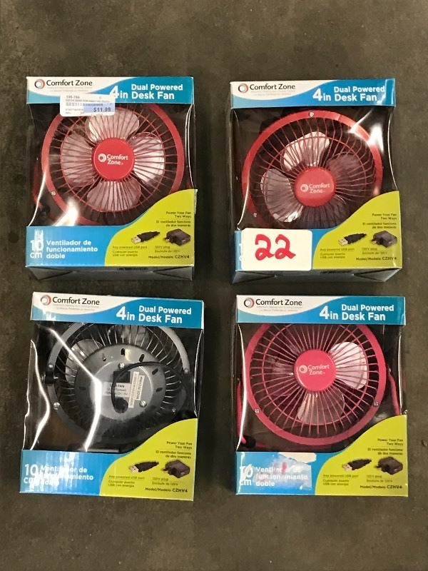 lot 22 image: (4) New Desk Fans