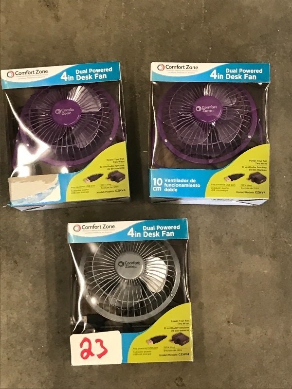 lot 23 image: (3) New Desk Fans