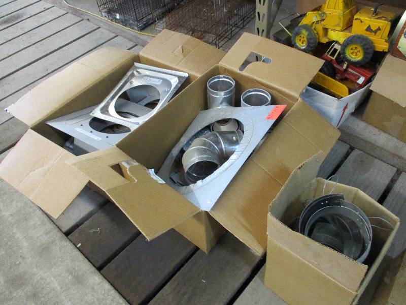 lot 242 image: B vent Ts  6 draw bands  Misc ductwork fittings