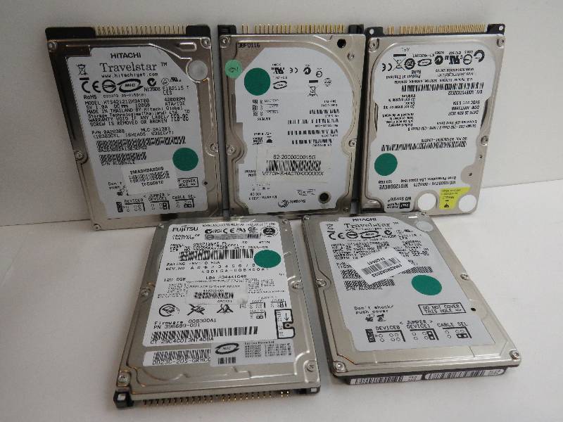 Lot of 5 IDE 120GB laptop hard drives