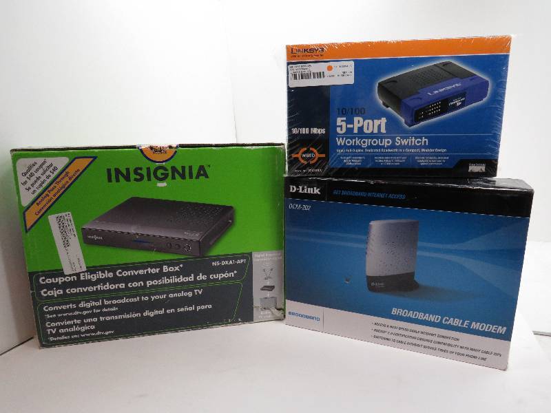 Lot of a router, cable Modem, and a converter box