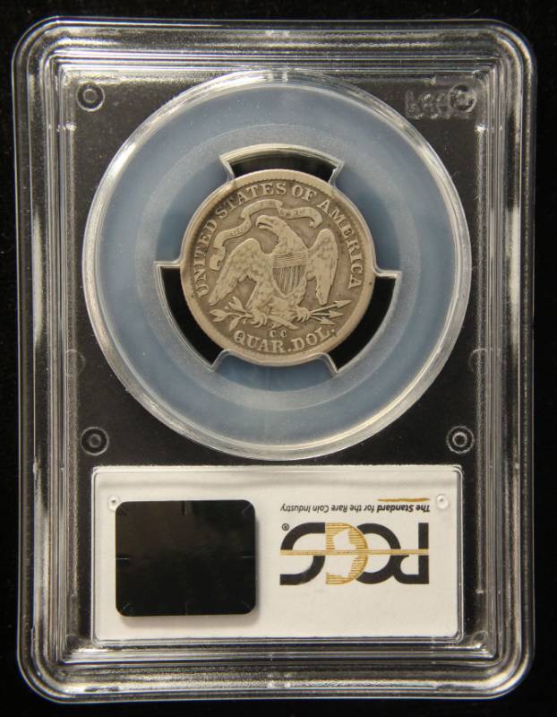 lot 05 image: 1877-CC CARSON CITY SEATED LIBERTY QUARTER VF25 PCGS
