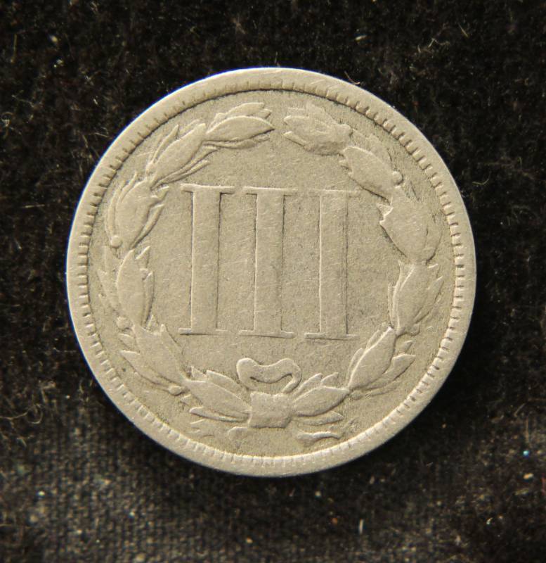 lot 15 image: 1873 CLOSED 3 US THREE CENT NICKEL
