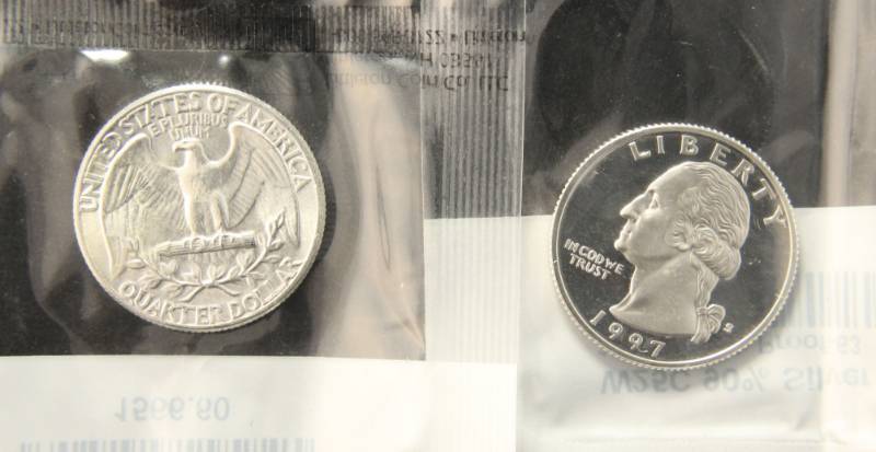 lot 41 image: (2) 90% SILVER WASHINGTON QUARTERS SEALED LITTLETON