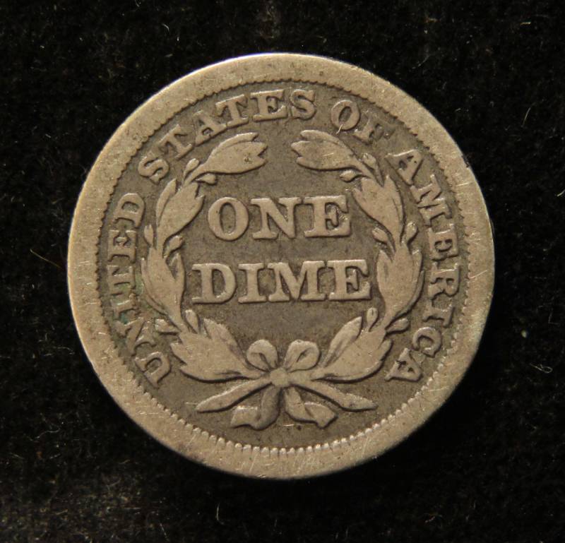 lot 43 image: 1854 US SEATED LIBERTY SILVER DIME VF