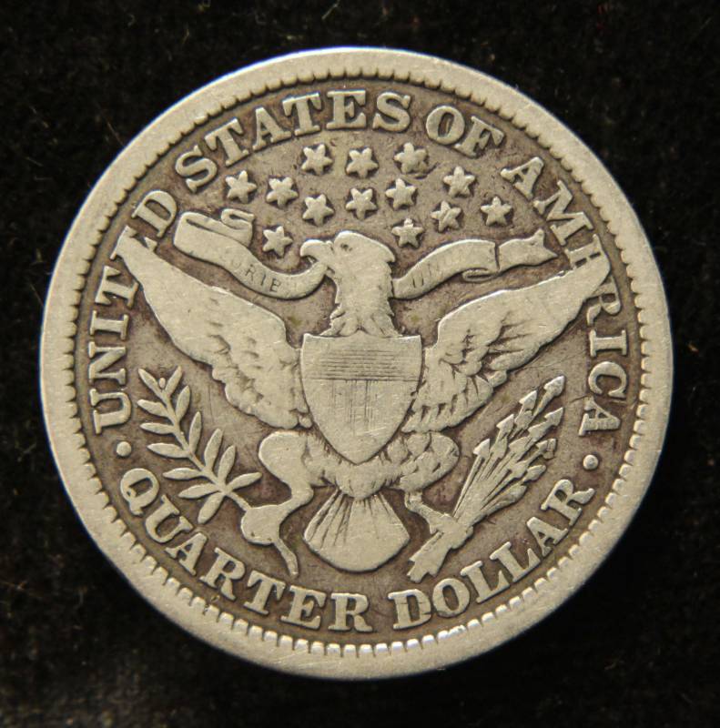 lot 45 image: 1899 BARBER SILVER QUARTER VG10