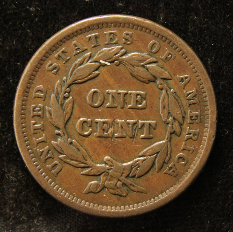 lot 53 image: 1842 US BRAIDED HAIR LARGE CENT XF40