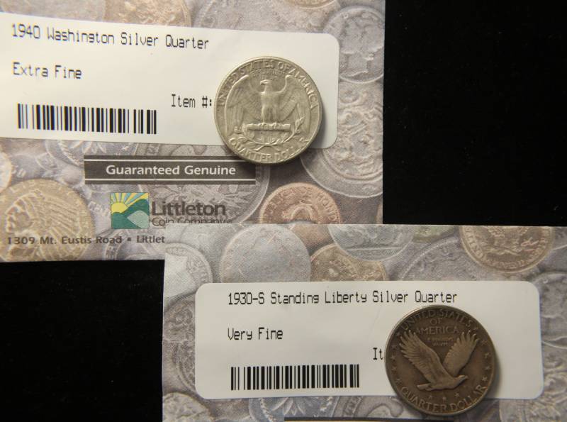 lot 58 image: 2 SILVER QUARTERS 1930-S VF & 1940 XF LITTLETON