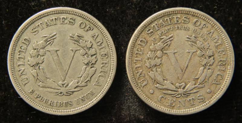 lot 72 image: 2 V NICKELS - 1883 WITH OUT CENTS AND 1907 BOTH VF