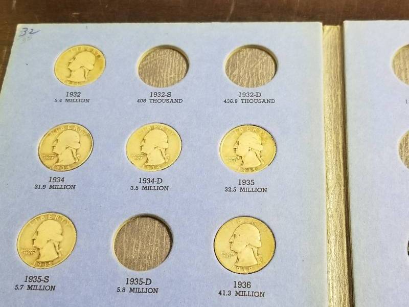 lot 06-A image: PARTIAL SET OF WASHINGTON SILVER QUARTERS 1932-1945 (31 COINS)