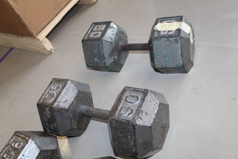 lot 262 image: Lot of (2) 90lb. Dumbbells
