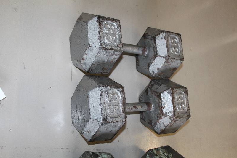 lot 264 image: Lot of (2) 85lb. Dumbbells