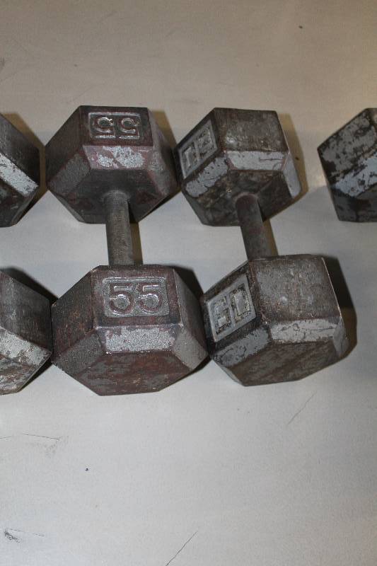 lot 267 image: Lot of (2) Dumbbells - 55 lb., 60 lb.