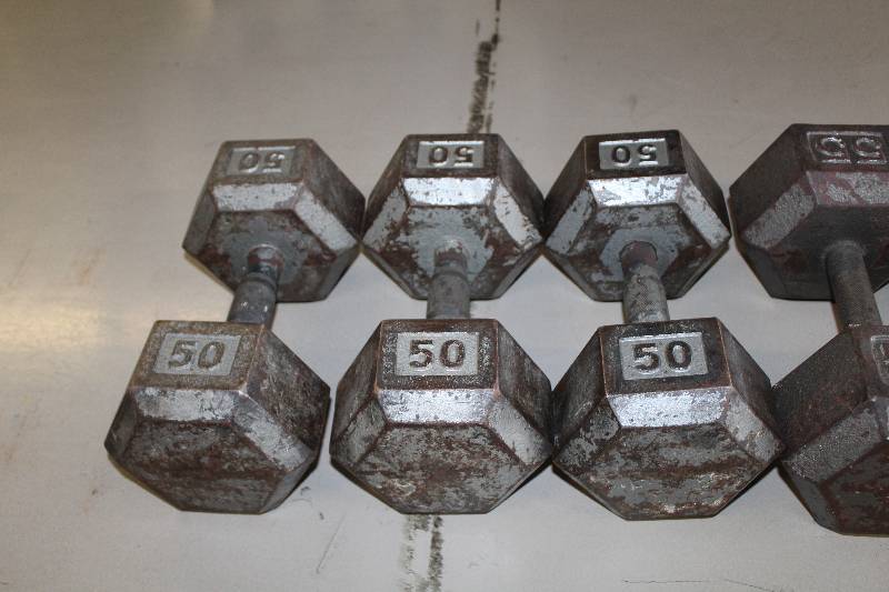 lot 268 image: Lot of (3) 50lb. Dumbbells