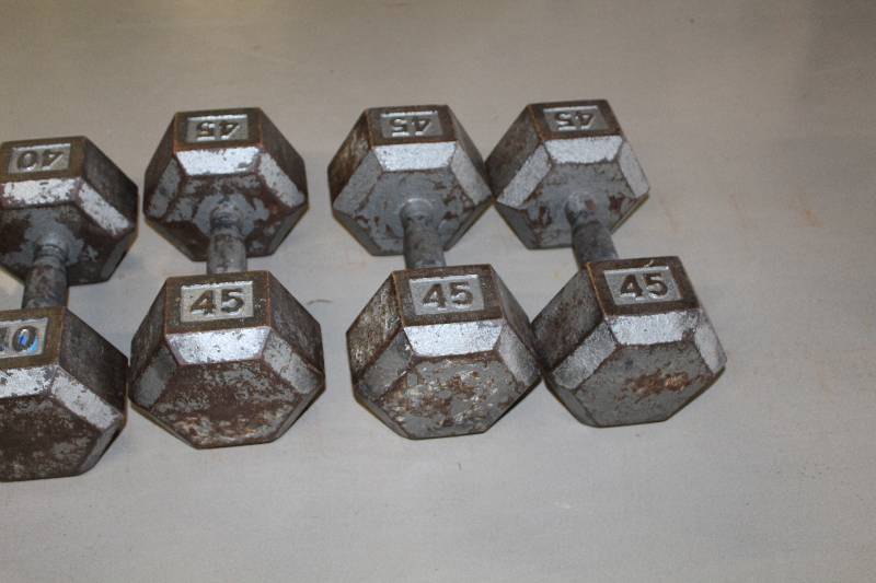lot 269 image: Lot of (3) 45lb. Dumbbells