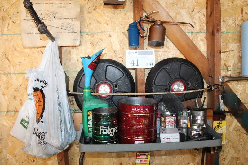 lot 41 image: Oil Cans, Weights, Hardware
