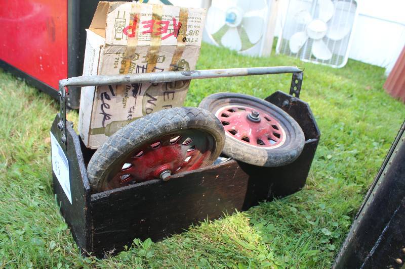 lot 83 image: Hardware, Parts - Wheelbarrow Wheels, Caulk, Drill