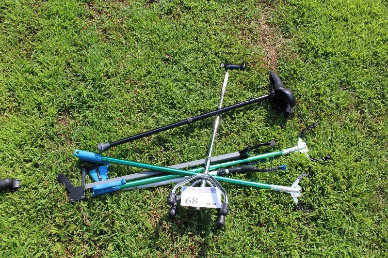 lot 68 image: Lot of (6) Trash Grabber Sticks, Walking Canes